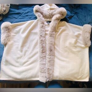 Faux Fur Hooded Poncho